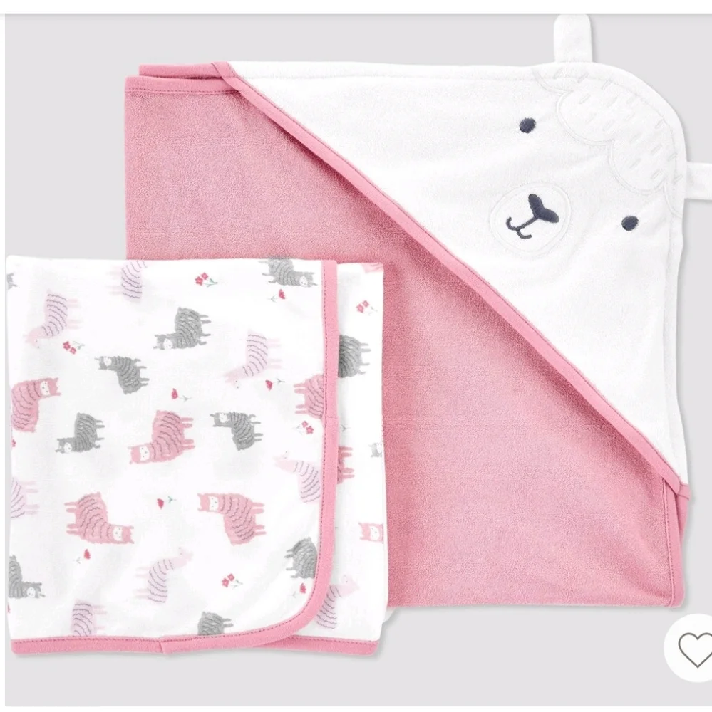 Carter's Baby Girls Llama Hooded Bath Towel
